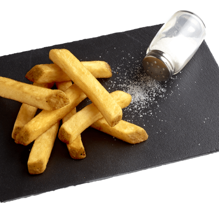 Crispysalted rustic fries on slate - Solone powlekane frytki rustykalne 14/14 mm